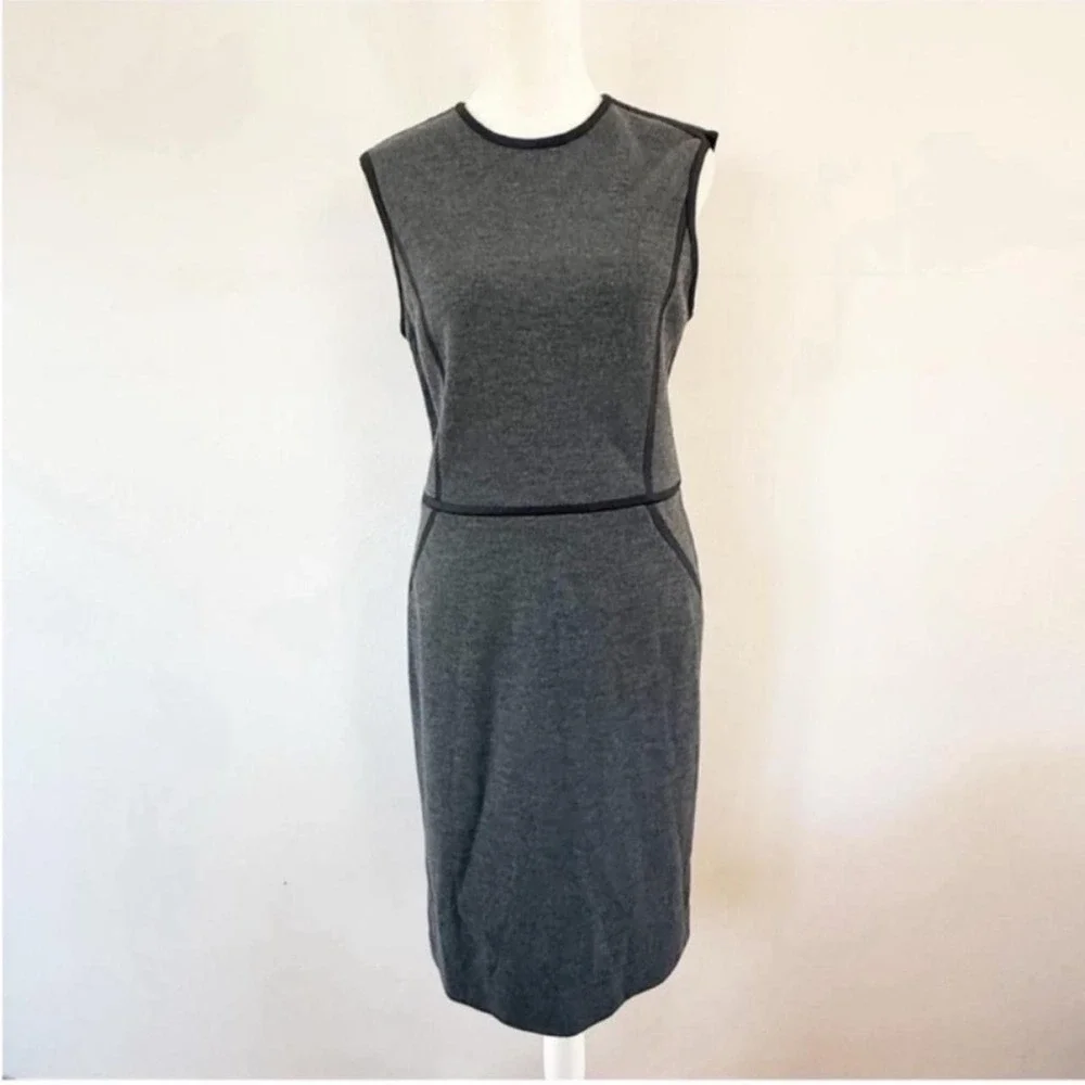 Tory Burch Sheath Dress Womens Small Gray Wool Career Minimaist Quiet Luxury